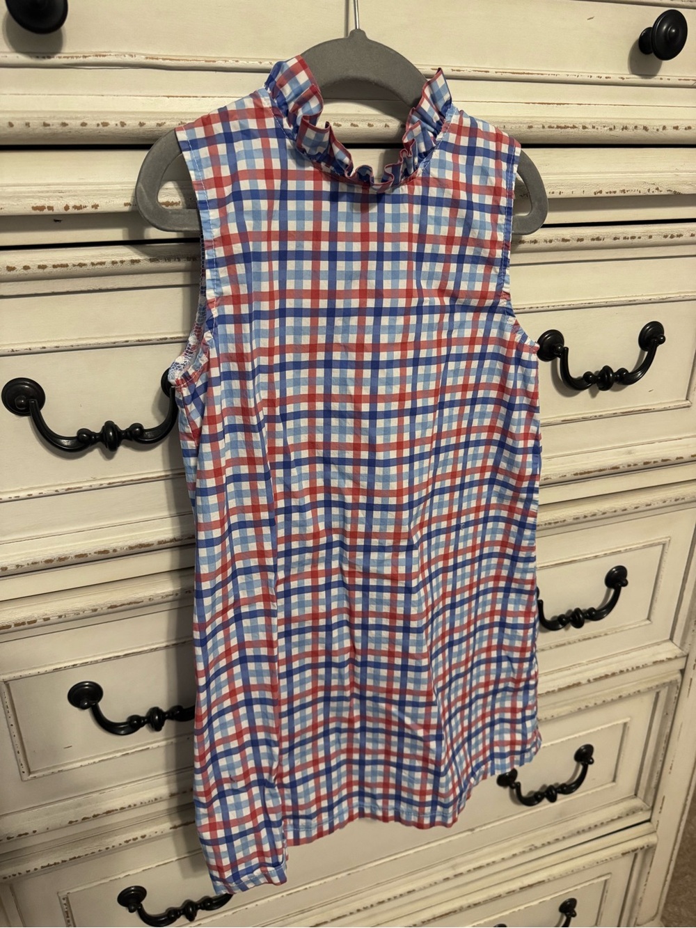Girls Red White & Blue Patriotic Plaid Dress